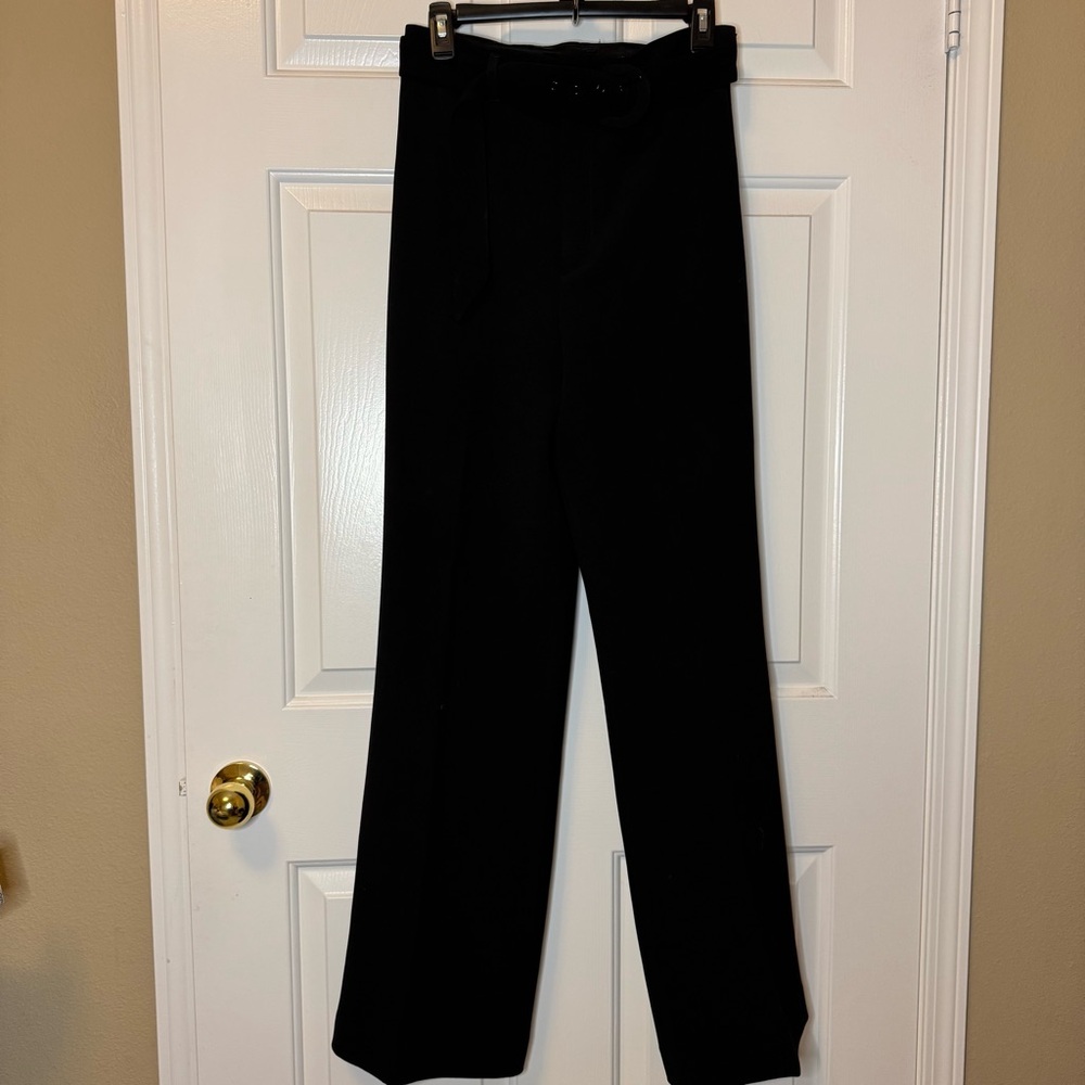 Zara Wideleg High Waisted Belted Dress Pants Size M